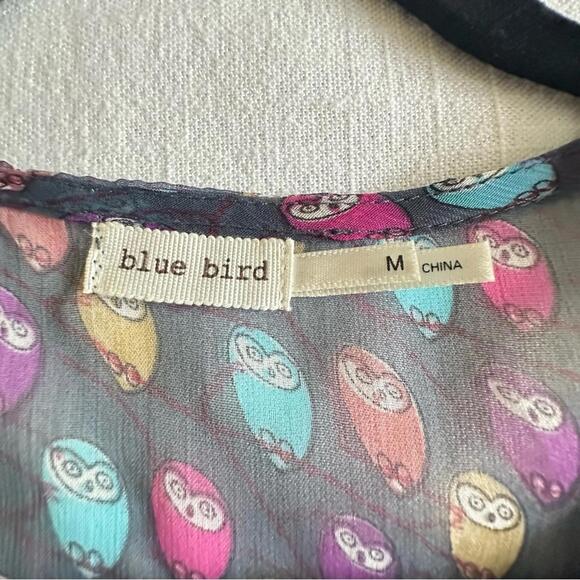 Blue Bird - Tank Top ASO Pretty Little Liars Sheer Owl Print Gray - Sz M - Picture 8 of 9